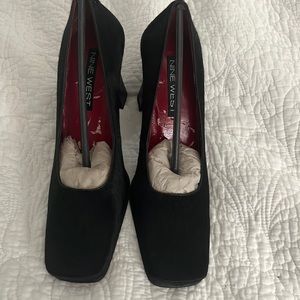 Nine West Fur heels, Size 6 M, 3 inch heel. Plastic Heal replaced.